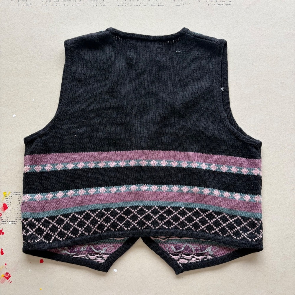 Vintage 90s Christopher Banks Hand Embroidered Floral Sweater Vest - Picture 3 of 5